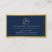 Navy Blue General Contractor Gold Metallic Visitenkarte (Vorderseite)