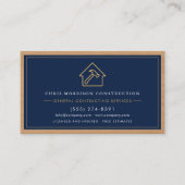 Navy Blue General Contractor QR Code Wood  Visitenkarte (Vorderseite)