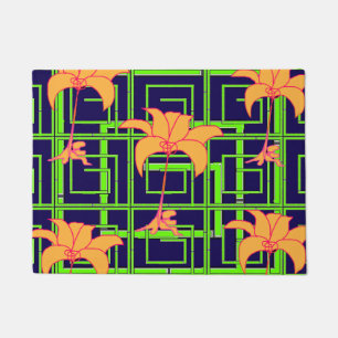 Navy Blue Geo Floral Fußmatte