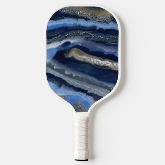 Navy Blue Geode Monogram & Name anpassbar Pickleball Schläger (Rückseite)