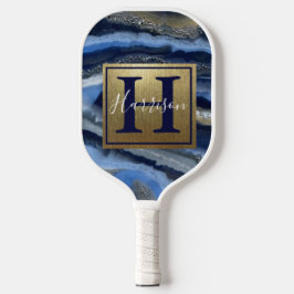 Navy Blue Geode Monogram & Name anpassbar Pickleball Schläger
