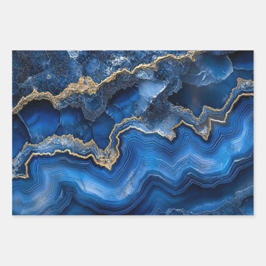 Navy Blue Geode Slice with Gold Veins Geschenkpapier Set (Vorderseite 2)