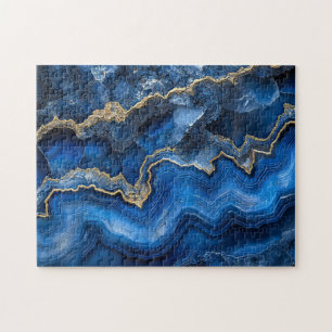 Navy Blue Geode Slide mit Gold Veins Puzzle