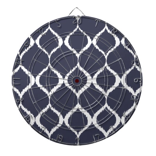 Navy Blue Geometric Ikat Tribal Print Pattern Dartscheibe (vorne)