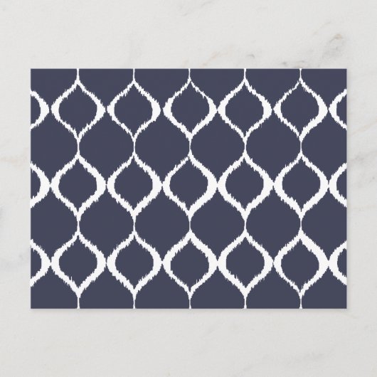 Navy Blue Geometric Ikat Tribal Print Pattern Postkarte (Vorderseite)