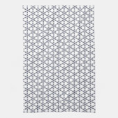 Navy Blue Geometric Pattern on White Geschirrtuch (Vertikal)