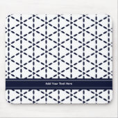 Navy Blue Geometric Pattern on White Mousepad (Vorne)