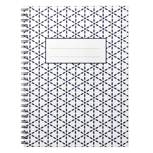 Navy Blue Geometric Pattern on White Notizblock (Vorderseite)