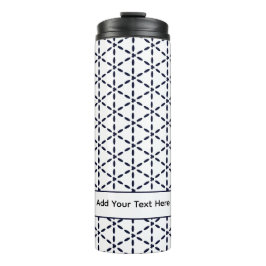 Navy Blue Geometric Pattern on White Thermosbecher