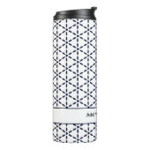 Navy Blue Geometric Pattern on White Thermosbecher (Nach links gedreht)