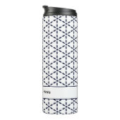 Navy Blue Geometric Pattern on White Thermosbecher (Nach rechts gedreht)