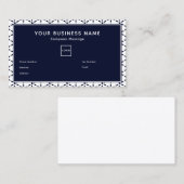 Navy Blue Geometric Pattern on White Visitenkarte (Vorne/Hinten)