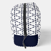 Navy Blue Geometric Pattern on White Waschbeutel (Rechts)