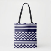 Navy Blue Geometric Pattern Tote Bag Tasche (Vorderseite)