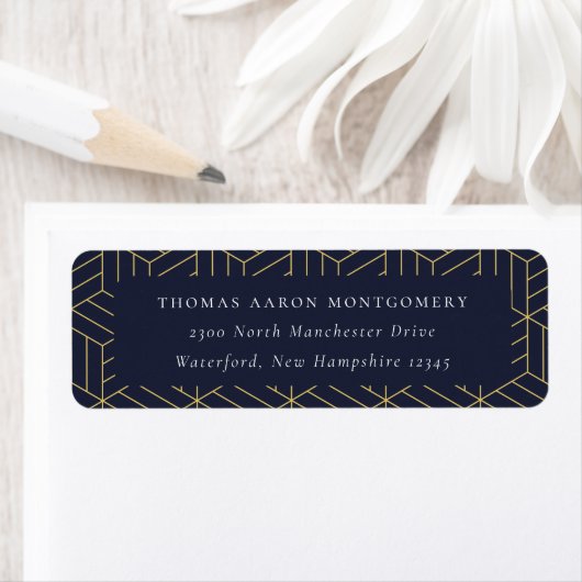 Navy Blue Geometric Patternadresse (Insitu)
