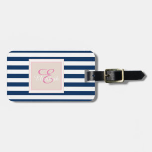 Navy-Blue gestreift monogramm-personalisiert Gepäckanhänger
