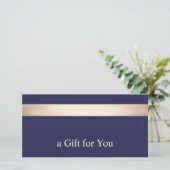 Navy Blue Gift Certificate Dankeskarte (Stehend Vorderseite)