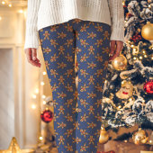 Navy Blue Gingerbread Man Polka Dot Weihnachten Leggings