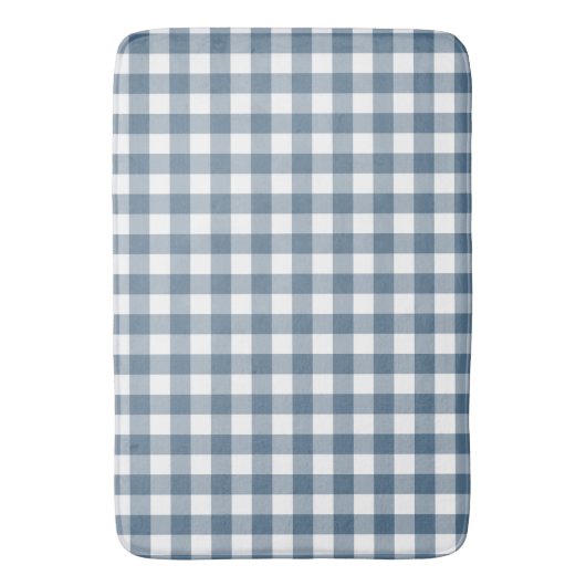 Navy Blue Gingham Buffalo Karo Kariert Badematte (Vorderseite Vertikal)