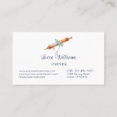 Navy Blue Gingham Coquette Bow Utensils Bakery Visitenkarte (Rückseite)