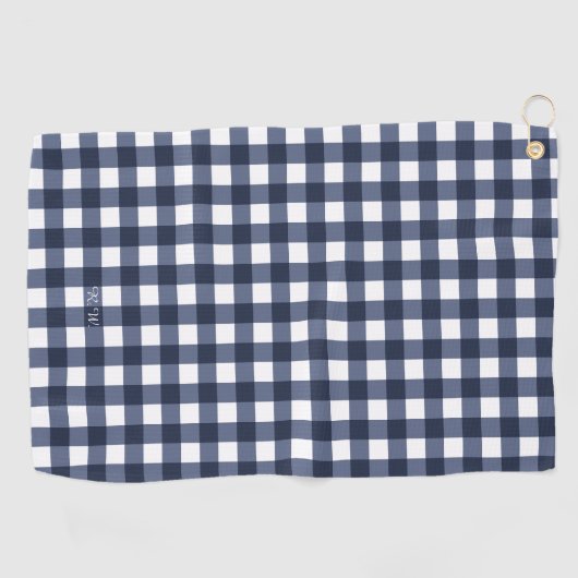 Navy Blue Gingham Kariert Golfhandtuch (Horizontal)