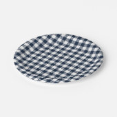 Navy Blue Gingham Kariert Pappteller (Schrägansicht)