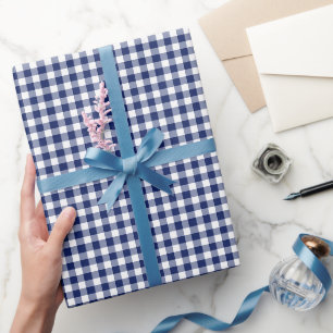 Navy-Blue-Gingham-Karomuster Geschenkpapier