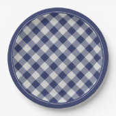 Navy Blue Gingham Karos Pattern Einfach Kariert Pappteller (Vorderseite)
