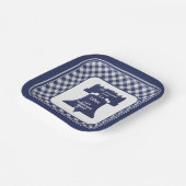 Navy Blue Gingham Liberty Bell Lasse Freiheitsring Pappteller (Gewinkelt)