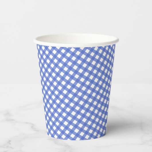 Navy Blue Gingham Paper Cups Pappbecher (Rückseite)