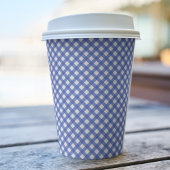 Navy Blue Gingham Paper Cups Pappbecher