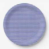 Navy Blue Gingham Pattern Pappteller (Vorderseite)