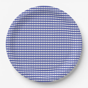 Navy Blue Gingham Pattern Pappteller