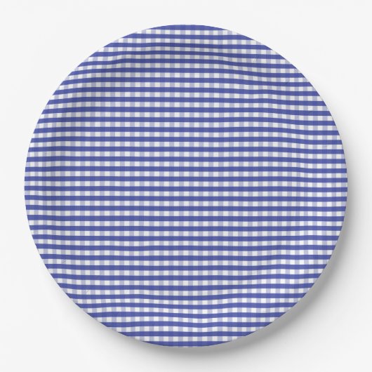 Navy Blue Gingham Pattern Pappteller (Vorderseite)