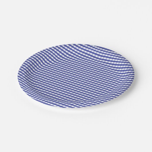 Navy Blue Gingham Pattern Pappteller (Schrägansicht)