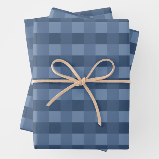 Navy Blue Gingham Pattern Wrapping Paper Geschenkpapier Set (Beispiel)