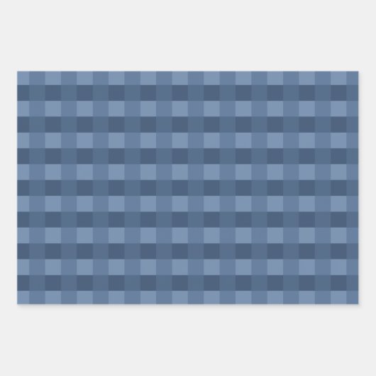 Navy Blue Gingham Pattern Wrapping Paper Geschenkpapier Set (Vorderseite 3)