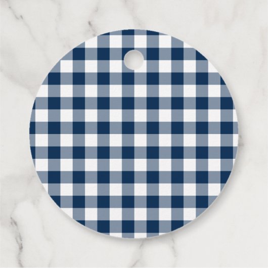 Navy Blue Gingham Vielen Dank Geschenkanhänger (Rückseite)