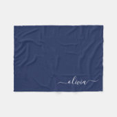 Navy Blue Girl Monogram Name Modern Fleecedecke (Vorderseite (Horizontal))