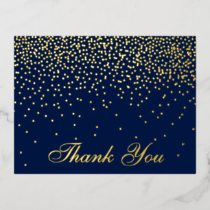 Navy Blue & Glam Confetti Wedding Vielen Dank Folie Einladungspostkarte