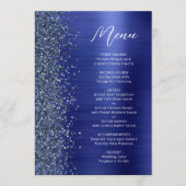 Navy Blue Glam Glitter Script Wedding Menükarte (Vorderseite)