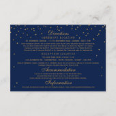 Navy Blue & Glam Gold Confetti Hochzeitsdetails Begleitkarte (Rückseite)