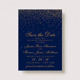 Navy Blue & Glam Gold Confetti Save the Date