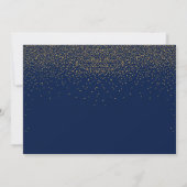 Navy Blue & Glam Gold Confetti Wedding Foto Save The Date (Rückseite)