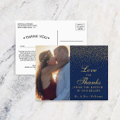 Navy Blue & Glam Gold Confetti Wedding Vielen Dank Postkarte