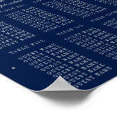 Navy Blue & Glam Silver Confetti Hochzeitssitze Poster (Ecke)