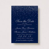 Navy Blue & Glam Silver Confetti Save the Date