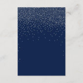 Navy Blue & Glam Silver Confetti Wedding Begleitkarte (Rückseite)