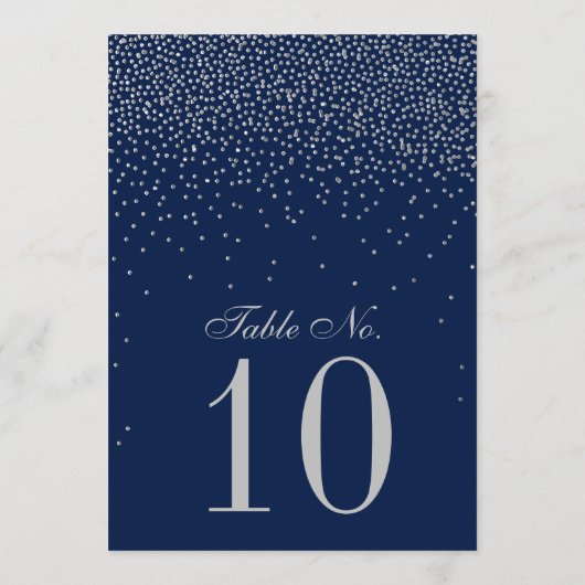 Navy Blue & Glam Silver Confetti Wedding Einladung (Rückseite)