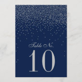 Navy Blue & Glam Silver Confetti Wedding Einladung (Vorderseite)